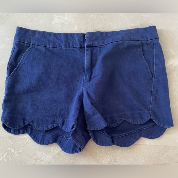 Blue Rain Pants - Blue Rain Women's Scallop Hem Shorts Mid Rise Chino Royal Blue Size medium